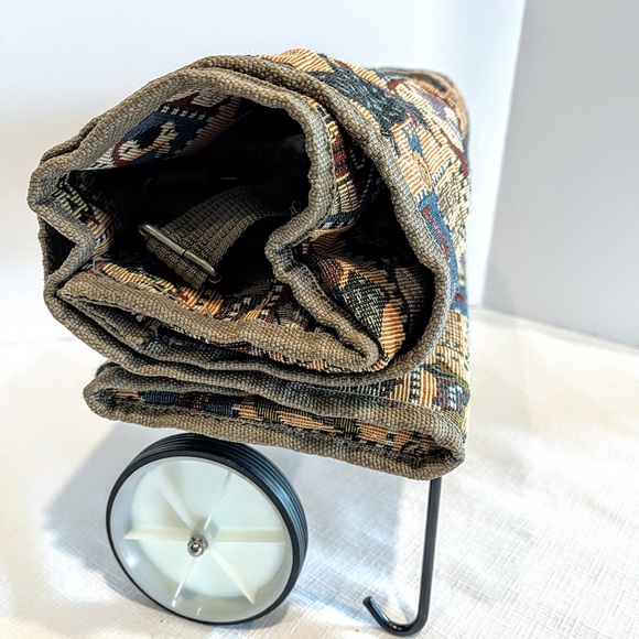 Faithful Companion Pioneer Express Canvas Rolling Shopping Bag with Dogs Vintage - Picture 15 of 16